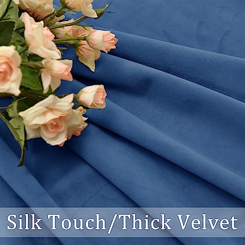 Hiasan Blue Velvet Blackout Curtains 96 inches Long, 2 Panels, 42W x 96L - color: Blue, size: 42"W x 96"L (Pack of 2)