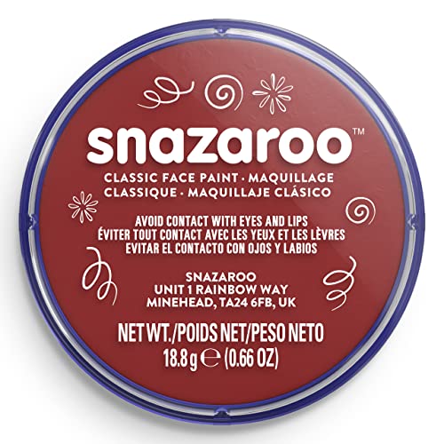 Snazaroo Classic Face and Body Paint, 18.8g Pot, Burgundy | Non-Toxic Hypoallergenic, Safe, Washable, Face & Body Paint for Halloween, Cosplay Costumes, Dress Up, Parties and Festivals - color: Burgundy, style: 18.8g (0.66-oz) Pot