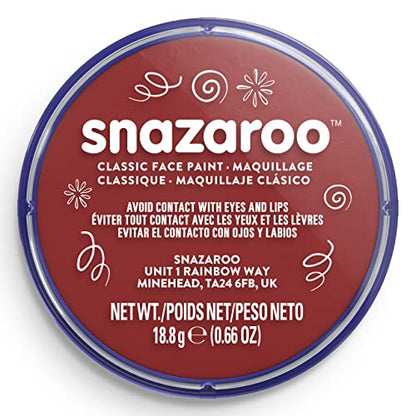Snazaroo Classic Face and Body Paint, 18.8g Pot, Burgundy | Non-Toxic Hypoallergenic, Safe, Washable, Face & Body Paint for Halloween, Cosplay Costumes, Dress Up, Parties and Festivals - color: Burgundy, style: 18.8g (0.66-oz) Pot
