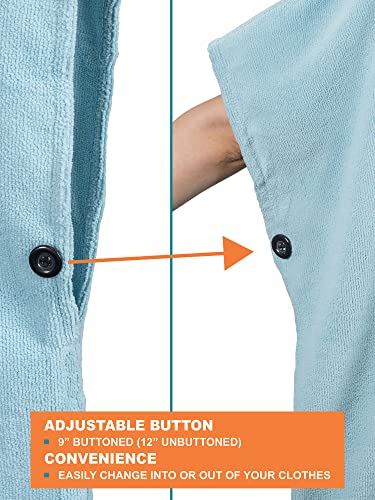 SUN CUBE Surf Poncho Changing Robe with Hood, Wetsuit Changing Hooded Towel | Thick Quick Dry Microfiber, Wetsuit Changing Towel, Surfing Beach Swim Outdoor Sports Cover Up, Adult Wearable Poncho - color: Light Blue