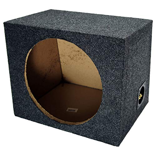 12" Inch Angled Subwoofer Box Sealed Single Sub Enclosure 5/8" MDF - ASC | Slant-back bass speaker cabinet for trunk and hatchback installs, airtight woofer housing, compact unloaded budget build