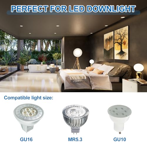 PATIKIL LED Downlight Fixture Housing, 10pcs MR16 GU10 Bulbs Recessed Lights Holder Round Frame Ceiling Spotlights Mounting Frame, Silver Aluminum Alloy - color: Silver
