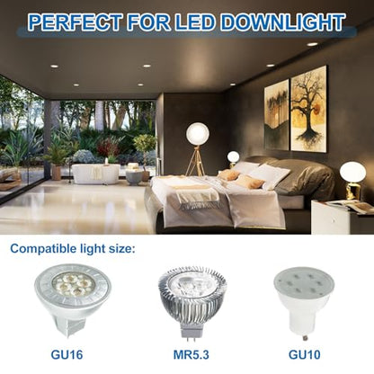 PATIKIL LED Downlight Fixture Housing, 10pcs MR16 GU10 Bulbs Recessed Lights Holder Round Frame Ceiling Spotlights Mounting Frame, Silver Aluminum Alloy - color: Silver
