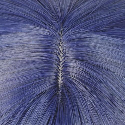 Clorinde Wig for Women Dark Purple Low Ponytail Straight Heat Resistan Synthetic Fiber Hairs for Unisex Adult Halloween Christmas Cos Anime Party Replacement Wigs - color: Dark Blue Low Long Ponytail