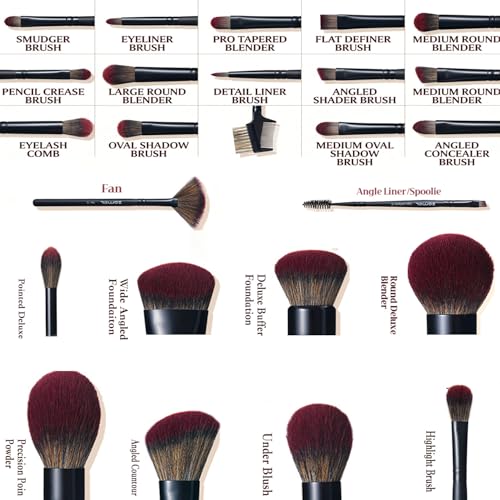 ZAMEL 26Pcs Black labeled Makeup Brushes Set Professional,Full Face ULTRA SOFT Hair Makeup Brush Set Contains large powder Foundation Ultimate Blending Make up Brush set Blush Concealers Eyeshadow - style: 26Pcs Matte Black+Color Box
