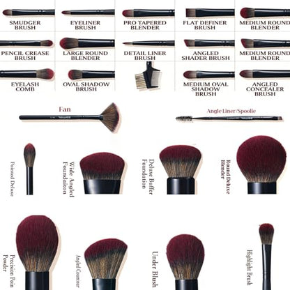 ZAMEL 26Pcs Black labeled Makeup Brushes Set Professional,Full Face ULTRA SOFT Hair Makeup Brush Set Contains large powder Foundation Ultimate Blending Make up Brush set Blush Concealers Eyeshadow - style: 26Pcs Matte Black+Color Box