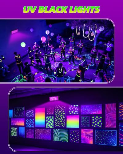 2 Pack 50W LED Black Light for Halloween, Waterproof Blacklight Glow Party | IP66, Outdoor, Birthday, Neon Party, Body Paint, Fluorescent Poster Tapestry, Bedroom, Classroom, 6ft Cord & Plug & Switch - style: 50W-2Pack