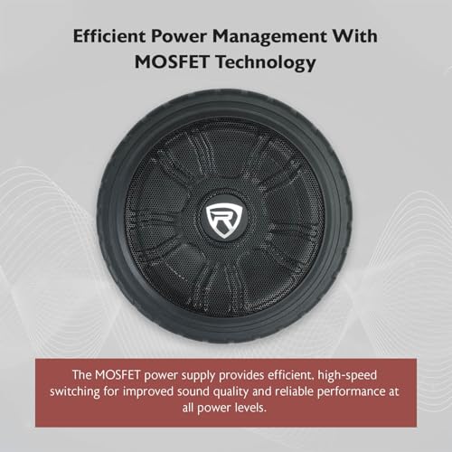 Rockville Wheel of BASS 8 Inch Slim Under-Seat Powered Truck/Car Subwoofer | 500W Peak, 125W RMS, Cast Aluminum, Metal Bass Knob, Auto Turn-On, High/Low Level Inputs, MOSFET