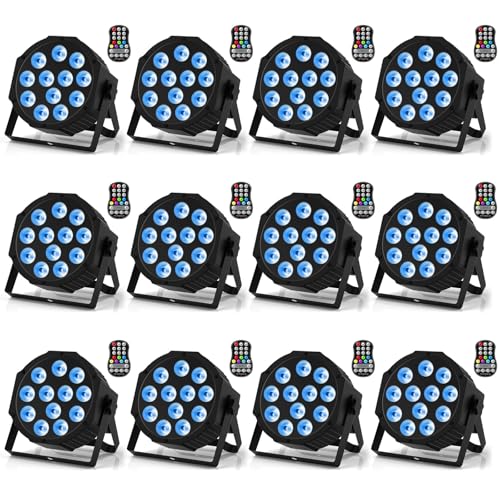 Rechargeable Par Lights, RGBW LED Uplights Battery Powered Stage Light, HOLDLAMP Par Can DJ Lights Sound Activated with Remote & DMX Control for Festival Party Event Wedding Bar. - size: 12 Packs