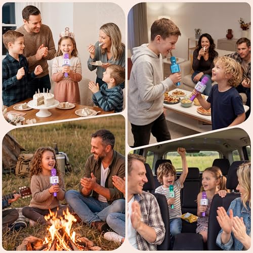 BONAOK Wireless Bluetooth Karaoke Microphone, 3-in-1 Portable Handheld Mic Speaker Machine for All Smartphones, for Girls Boys Kids Adults All Age Q37(Light Purple) | Bluetooth 5.0, Echo Mode,Built-in Speaker, SD Card, for iPhone iPad, Handheld,Home Karao