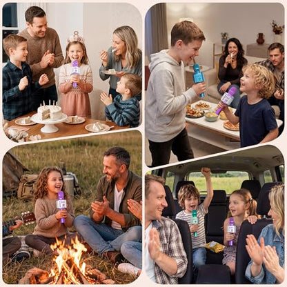 BONAOK Wireless Bluetooth Karaoke Microphone, 3-in-1 Portable Handheld Mic Speaker Machine for All Smartphones, for Girls Boys Kids Adults All Age Q37(Light Purple) - color: Light Purple