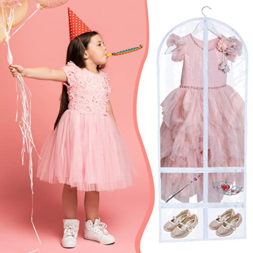 Sanwuta 4 Pcs Clear PVC Large Dance Garment Bags for Dancers Costume Long Garment Bag with 4 Zipper Pockets for Competitions(22.8 x 51 Inch,Clear) - size: 22.8 x 51 Inch