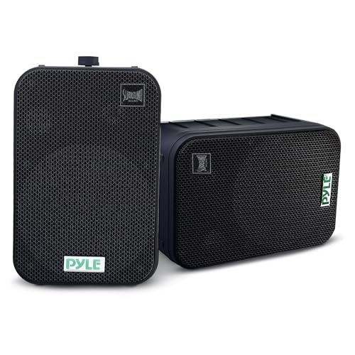 Dual Waterproof Outdoor -Speaker System - 6.5 Inch Pair of Weatherproof Wall / Ceiling Mounted -Speakers Heavy Duty Universal Mount - Use in the Pool, Patio, Indoor - Pyle PDWR50B (Black) - color: Black