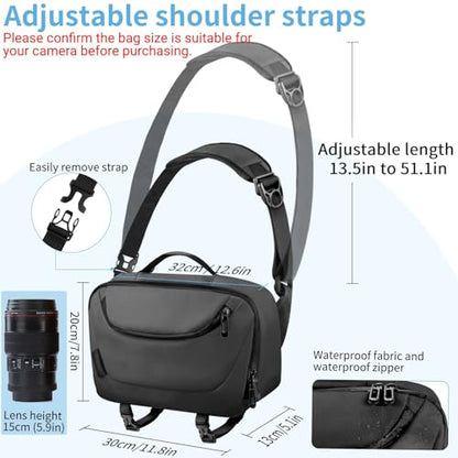 TAAOKA Camera Sling Bag,Waterproof Camera Case with Tripod Holder,Lightweight DSLR/SLR/Mirrorless Camera Bags Crossbody for photographers-Black - color: Black