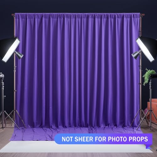 Purple Backdrop Curtains 2 Panels-Wrinkle-Free Purple Curtains Polyester Photography Drapes for Baby Shower Birthday Party Photo Background Backdrop Stand- 8 X10FT - color: Purple, size: W4' x H10'(2 panels)