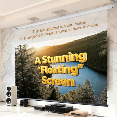 ALR Tensioned Motorized Projector Screen by SilverMagic - Tab Tensioned and Modern Design Gray Screen with White Aluminum case for Home Theater/Living Room/Patio/Office/Classroom - 100 inch 16:9