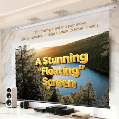 ALR Tensioned Motorized Projector Screen by SilverMagic - Tab Tensioned and Modern Design Gray Screen with White Aluminum case for Home Theater/Living Room/Patio/Office/Classroom - 100 inch 16:9