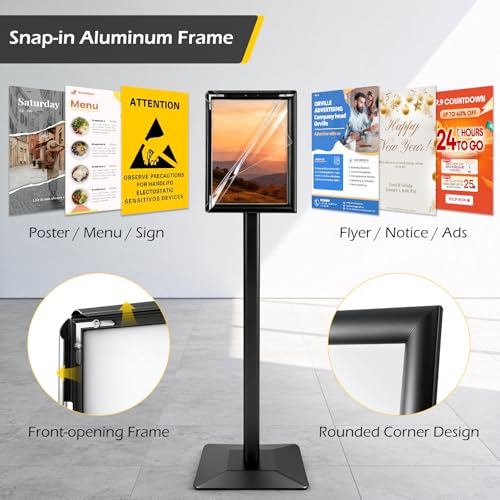 Dyna-Living Sign Holder Stand 8.5 x 11 Inch Sign Stands for Display, 1 Pack Heavy-duty Pedestal Sign Holder, Adjustable Floor Standing Signs Holders, Poster Holders Stand for A4 Advertising - size: 8.5'' x 11''-1 Pack