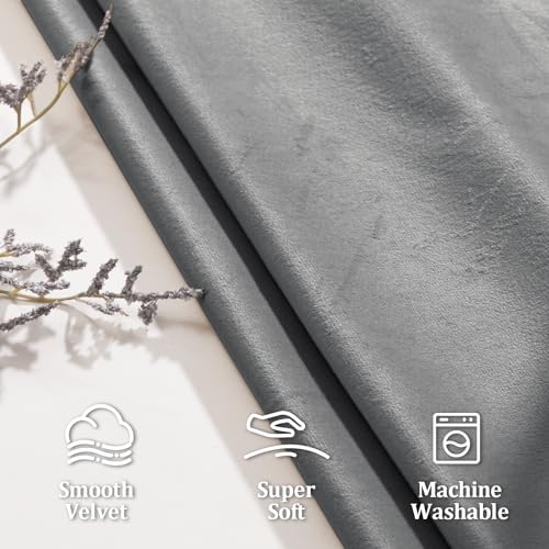 JIUZHEN Grey Velvet Blackout Curtains 84 Inch for Living Room/Bedroom - color: Grey, size: 42"W x 84"L (Pack of 2)