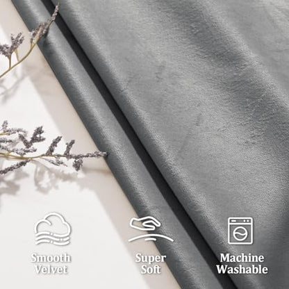 JIUZHEN Grey Velvet Blackout Curtains 84 Inch for Living Room/Bedroom - color: Grey, size: 42"W x 84"L (Pack of 2)