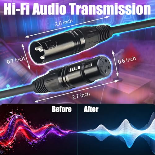 XLR Cables, DMX Cable Male to Female (2Pack), XLR Microphone Cable 4ft/1.2m, Light DMX Terminator 3 Pin Connector - color: 1M-2pack