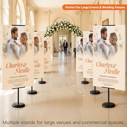 2Pack Adjustable Poster Stand for Display, Single-Sided Floor Pedestal Sign Holder, Poster Board Easel Stand up to 58", Welcome Sign Stand for Foam & Board, Wedding, Business & Events – Black - size: 2 Pack