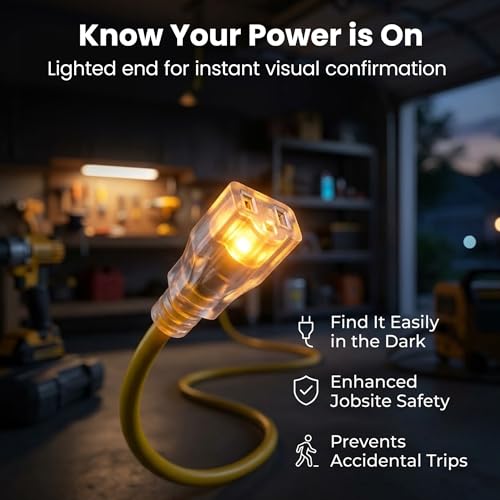 GEARit 50 ft Outdoor Extension Cord, 16/3 SJTW, 16 AWG Lighted - size: 16 AWG Gauge, style: 50 Feet (SJTW Rated)
