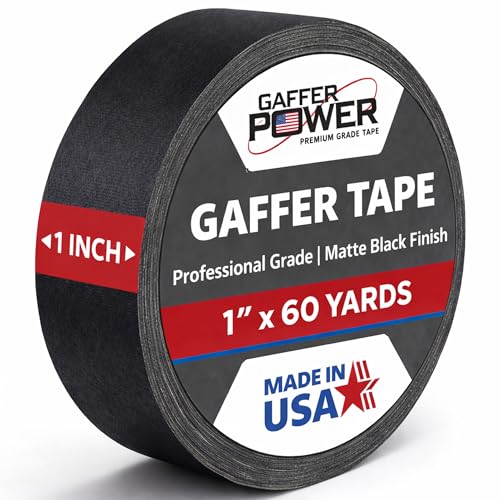 Gaffer Power Black Gaffer Tape 1 Inch x 60 Yards, Pro Grade, USA Made - color: Black, size: 1 inch x 60 yards