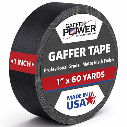 Gaffer Power Black Gaffer Tape 1 Inch x 60 Yards, Pro Grade, USA Made - color: Black, size: 1 inch x 60 yards