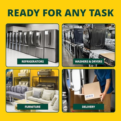 Harper Trucks 6781 Appliance Hand Truck, Dark Green | Appliance dolly with stair glides, securing strap and rubber wheels for delivery, moving, remodeling and HVAC installation