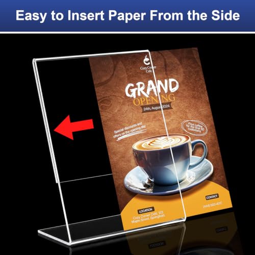 18 Pack Acrylic Sign Holder 8.5 x 11, Plastic Clear Display Stand for Tabletop, L-Shaped Vertical Acrylic Paper Holder for Menu, Flyers, Office, Restaurants, Documents, Store, Desktop - size: Vertical 18 Pack 8.5x11