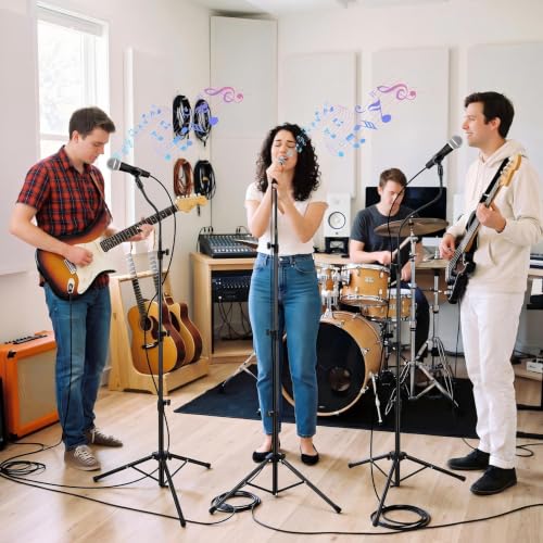 Relaxweex 4 Pcs Tripod Microphone Stand Boom Arm Floor Mic Stand with Carrying Bag and Mic Clips for Singing Stage Wedding Karaoke Church (Vertical Style) - style: Vertical Style