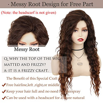 80s Ombre Brown Wigs Long Curly Wig for Women Loose Wave Layered Hairstyles - color: Ombre Medium Brown