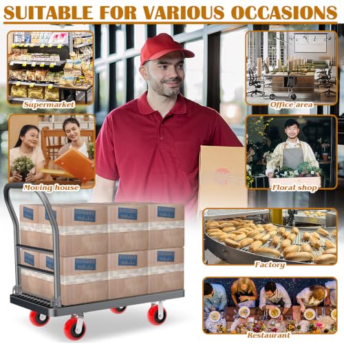 2200 lbs Heavy Duty Foldable Platform Truck with Swivel Wheel 25" x 41" - size: 41"x25"