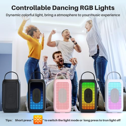 Bobtot Portable Bluetooth Speaker with 2 Mics, 16H Playtime, Black | Karaoke Speakers Singing Machine with 2 Wireless Microphones, Magic Sound, Echo, EQ Mode - color: Black, size: With 2 Mics