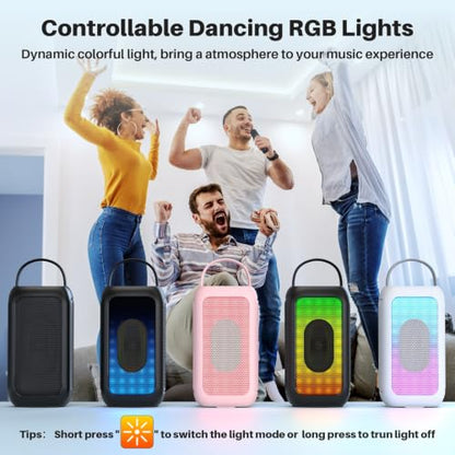 Bobtot Portable Bluetooth Speaker with 2 Mics, 16H Playtime, Black | Karaoke Speakers Singing Machine with 2 Wireless Microphones, Magic Sound, Echo, EQ Mode - color: Black, size: With 2 Mics