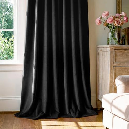 StangH Blackout Velvet Curtains Grommet Thermal, Black, W42 x L90, 2 Panels - color: Black, size: 42"W x 90"L (Pack of 2)
