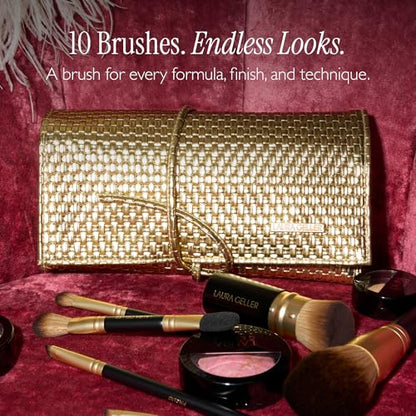 LAURA GELLER The Brush Vault - Makeup Brush Collection- 10 Count - style: 03 Full Face Brush Set 10pc (Holiday)
