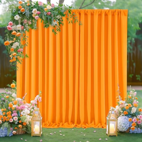 Orange Backdrop Curtains 10ftx10ft Halloween Polyester Photo Drapes - color: Orange, size: 2 Panels 5ft X 10ft
