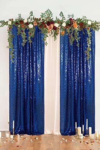 PartyDelight Navy Blue Sequin Backdrop Curtains 2x8ft 2 Panels - color: Navy Blue, size: 24"W x 96"L (Pack of 2)