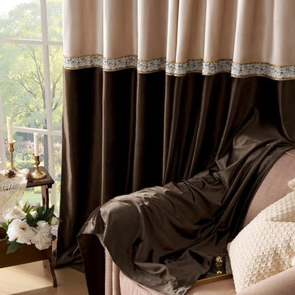GIGIZAZA Velvet Curtains 108 Inch for Living Room 2 Panels Champagne Brown - color: Champagne+brown, size: 52"W x 108"L (Pack of 2)