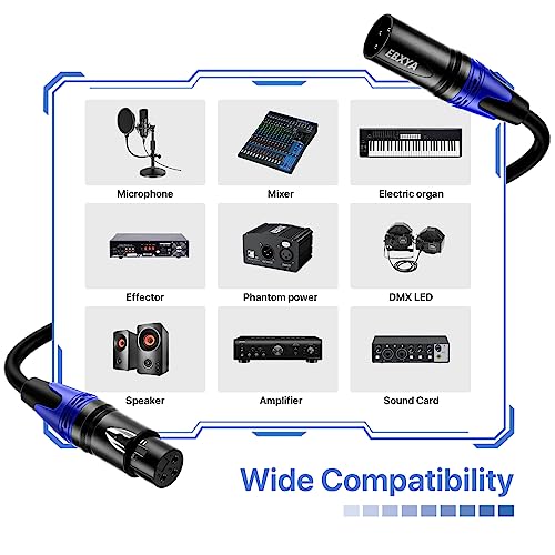 EBXYA XLR Cables, 15 Feet 4-Pack XLR Male to Female 3-Pin Microphone Cable - size: 15 Feet