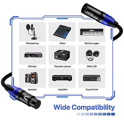 EBXYA XLR Cables, 15 Feet 4-Pack XLR Male to Female 3-Pin Microphone Cable - size: 15 Feet