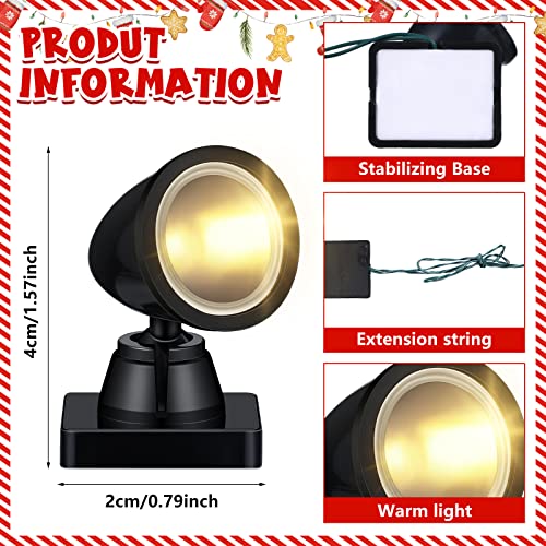 Kingdder Christmas Village Lights Battery Operated LED Mini Spot Light for Christmas Village Accessories Miniature Houses Street Flood displays with Switch(Warm White,2 Set) - color: Warm White