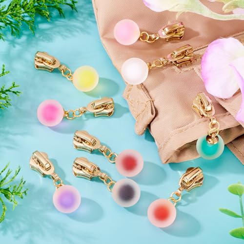 Sparkeads 9Pcs Round Alloy Resin Zipper Replacement Slider,Cute Zippers Sliders for Sewing,Metal Zipper Pull Replacement for DIY Tailor Craft Bag Luggage Clothing Wallet Costume Jacket Supplies-Ball - style: Ball