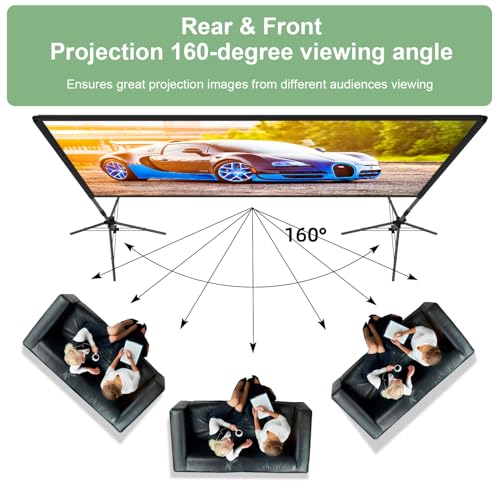 Projector Screen with Stand,DUYIKJ 100 inch Portable Outdoor Indoor Projector Screen Rear Front Projection Screen Lightweight Movie Screen16:9 4K HD with Four-Legged Frame Carry Bag for Home Theater