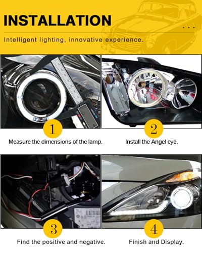 Qasim 1-Pair White 60MM 45SMD COB LED Halo Ring Angel Eyes LED Fog Light DRL Warning Lamps with Lampshade Cover 12V 24V - size: 60MM-white