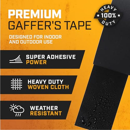 Black Gaffers Tape 3 inch x 45 Yards - 1 Pack Pro Grade Matte Gaff Tape | Extra-Wide, No Residue, Water Resistant, Non-Reflective, Easy Tear - Multipurpose for Photography Heavy Duty Gaffers Tape - style: 1-Pack (45 Yards)