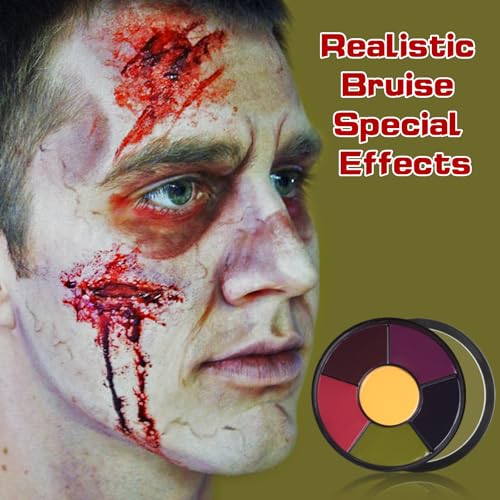 Liquid Latex Scar Wax SFX Makeup Kit with 6 Color Bruise Wheel Face Body Paint+Fake Blood Splatter Spray+Squirt Blood+Coagulated Blood Gel+Spatula Sponges for Halloween Fake Scars Wounds Burns - color: Halloween SFX Makeup Kit (11 Pieces)