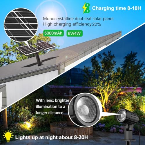 CLY 4 in 1 Solar Landscape Spotlights Outdoor 2700-6500K Dusk to Dawn - color: Warm White/Natural White/Cold White, size: 4-IN-1